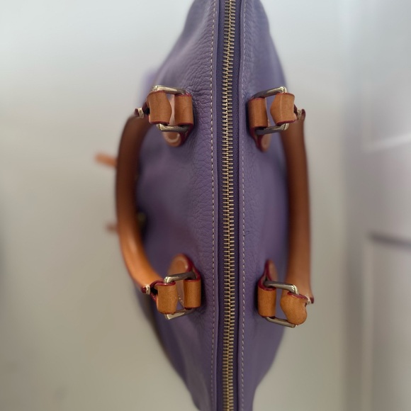 Vintage Dooney & Bourke Lavender Pebble Grain Leather Satchel - Vachetta Trim - Picture 4 of 9